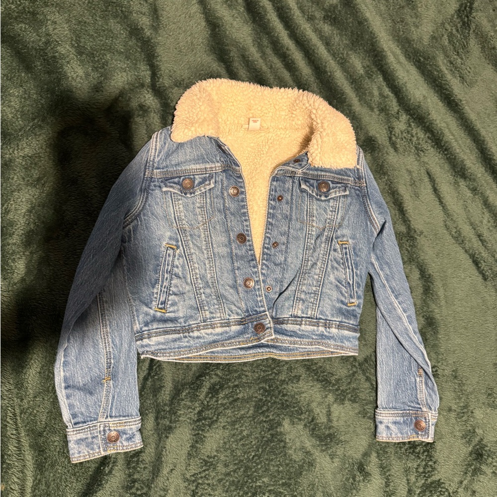 Cat & Jack Blue and Cream Jean Jacket with Corduroy Collar